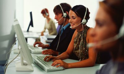 People in a telephone call center