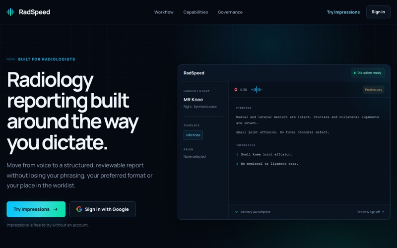 Screenshot of RadSpeed